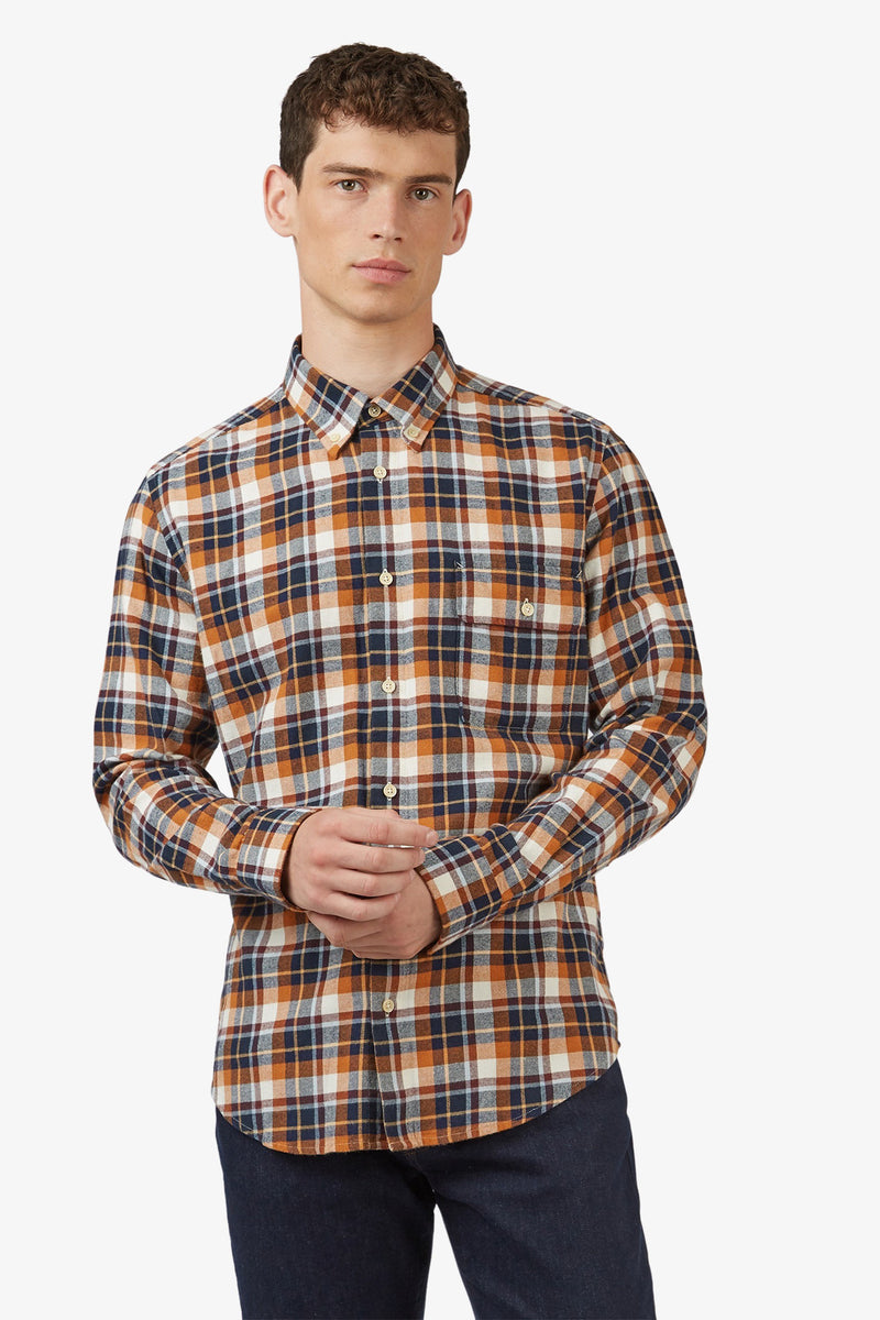 Ben Sherman | Brushed Plaid Check Shirt - Peter Shearer Menswear - [variant_option1] - [variant_option2] - [variant_option3]