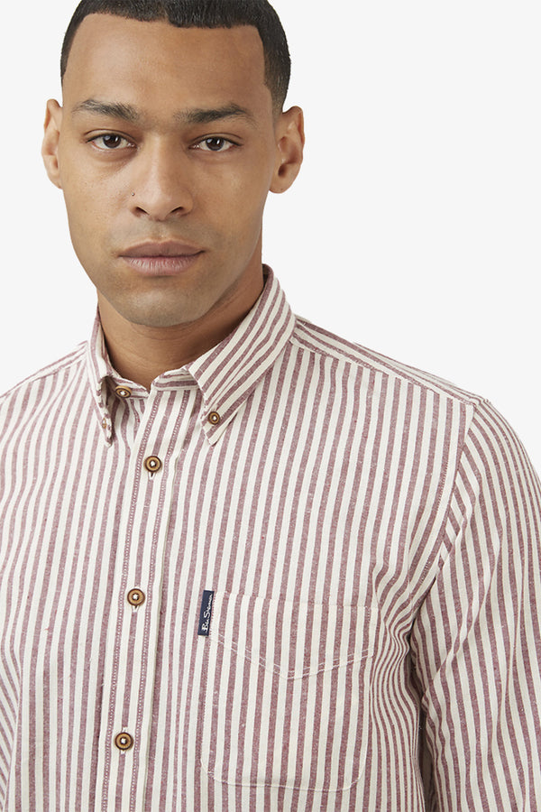 Ben Sherman | Recycled Cotton Oxford Stripe Shirt - Peter Shearer Menswear - [variant_option1] - [variant_option2] - [variant_option3]