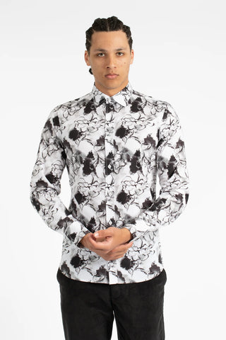 James Harper | Ink Floral Casual Shirt - Peter Shearer Menswear - [variant_option1] - [variant_option2] - [variant_option3]