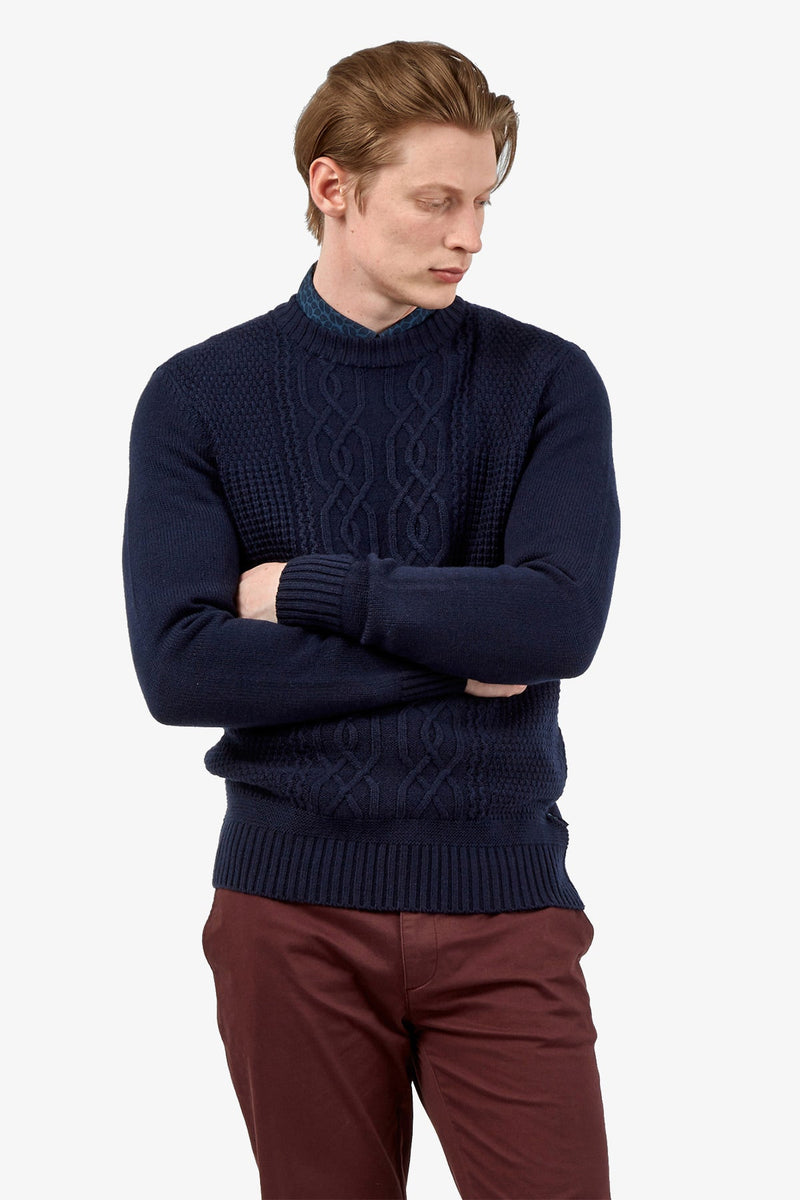 Ben Sherman | Cable Crew Knit Marine S 