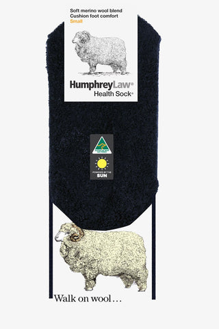 Humphrey Law | 70% Fine Merino Wool Cushion Sole Health Socks Black SS 